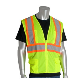 West Chester 302-MVZP PIP ANSI Type R Class 2 Two-Tone Six Pocket Mesh Vest
