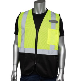 PIP 302-V173B ANSI Type R Class 2 Three Pocket Mesh Vest with Black Bottom Front