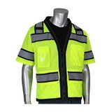 West Chester 303-0800D PIP ANSI Type R Class 3 Black Two-Tone Eleven Pocket Tech-Ready Mesh Surveyors Vest with "D" Ring Access