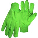 Boss 30PCN Hi-Vis Polyester/Cotton Corded Double Palm Glove with Nap-In Finish - Knit Wrist, Hi-Vis Green