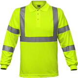 PIP 314ST ANSI Type R Class 3 Long Sleeve Moisture Wicking Polo Shirt with UPF 35 Sun Protection