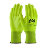 West Chester 33-425LY G-Tek GP Hi-Vis Seamless Knit Polyester Glove with Polyurethane Coated Flat Grip on Palm & Fingers