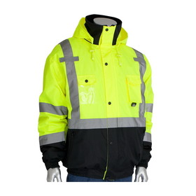 PIP 333-1770 PIP ANSI Type R Class 3 Rip Stop Premium Plus Bomber Jacket with Zip-Out Fleece Liner and &quot;D&quot; Ring Access