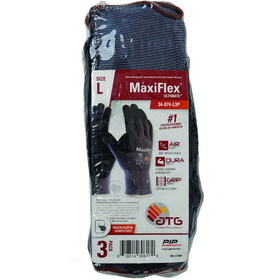 PIP 34-874-3P MaxiFlex Ultimate Seamless Knit Nylon/Elastane Glove with Nitrile Coated MicroFoam Grip on Palm & Fingers - 3-Pair Pack