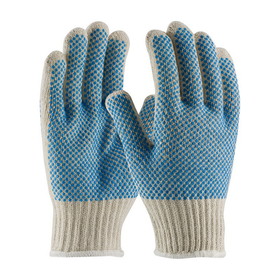 PIP 37-C512PDD-BL PIP Seamless Knit Cotton / Polyester Glove with Double-Sided PVC Dense Dot Grip - 7 Gauge