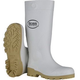 PIP 380-900 Boss Footwear 16" White PVC Plain Toe Boot