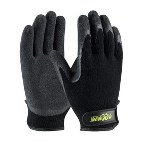 PIP 39-C1375 Maximum Safety Seamless Knit Cotton / Polyester Glove with Latex Coated Crinkle Grip on Palm &amp; Fingers - Hook &amp; Loop Closure