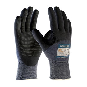 PIP 44-3455 MaxiCut Ultra DT Seamless Knit Engineered Yarn Glove with Premium Nitrile Coated MicroFoam Grip on Palm, Fingers &amp; Knuckles - Micro Dot Palm