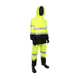 PIP 4530SE Viz ANSI Type R Class 3 FR Treated Two-Piece Rain Suit with Black Bottom