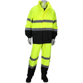 PIP 4530 ANSI Type R Class 3 Two-Piece Rain Suit with Black Bottom