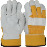 West Chester 500Y PIP Premium Grade Split Cowhide Leather Palm Glove with Fabric Back - Rubberized Safety Cuff
