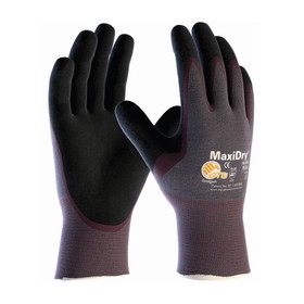 PIP 56-424 MaxiDry Ultra Lightweight Nitrile Glove, Palm Dipped with Seamless Knit Nylon / Elastane Liner and Non-Slip Grip on Palm &amp; Fingers