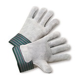 West Chester 600-EA PIP Superior Grade Split Cowhide Leather Palm Glove with Full Leather Back - Rubberized Safety Cuff