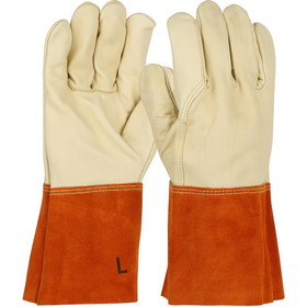PIP 6000 Ironcat Top Grain Cowhide Leather Mig Tig Welder's Glove with Aramid Stitching - Split Leather Gauntlet Cuff