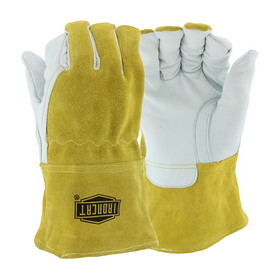 West Chester 6143 Ironcat Top Grain Goatskin Leather Mig Welder's Glove with Split Cowhide Leather Back and Kevlar Stitching - Split Leather Gauntlet Cuff