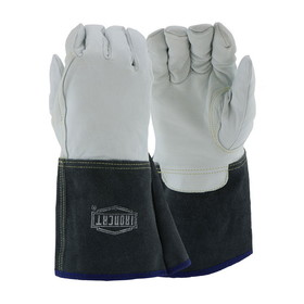PIP 6144 Ironcat Premium Top Grain Kidskin Leather Tig Glove with Kevlar - Split Leather Gauntlet Cuff