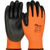 West Chester 703COPB G-Tek PolyKor Hi-Vis Seamless Knit HPPE Blended Glove with Polyurethane Coated Palm & Fingers