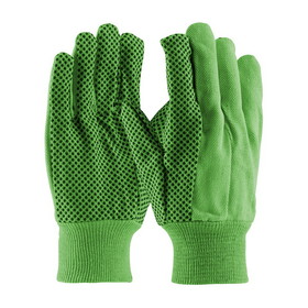 West Chester 710KGRPD PIP Hi-Vis Premium Grade Cotton Canvas Glove with PVC Dotted Grip on Palm, Thumb and Index Finger - 10 oz.