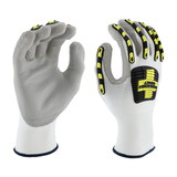 West Chester 713HGWUB Barracuda Seamless Knit HPPE Blended Glove with Impact Protection and Polyurethane Coated Grip on Palm & Fingers