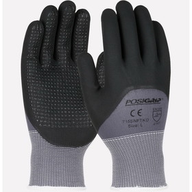 West Chester 715SNFTKD PosiGrip Seamless Knit Nylon Glove with Nitrile Coated Foam Grip on Palm, Fingers &amp; Knuckles - Micro Dot Palm