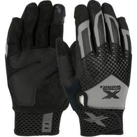 PIP 89303GY Extreme Work Knuckle KnoX ToughX Suede Palm with Gray Fabric Back and Touchscreen Index Finger - TPR Knuckle Guard