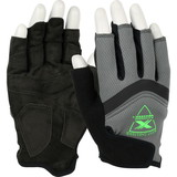 West Chester 89307 Extreme Work 5 Dex ToughX Suede Padded Palm with Fabric Back and Padded Knuckles - Half-Finger