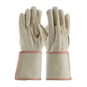 PIP 90-910GA PIP Premium Grade Cotton Canvas Single Palm Glove - Plasticized Gauntlet Cuff