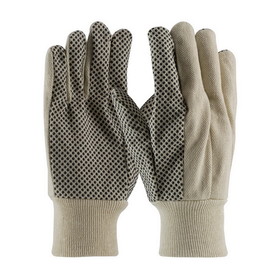 PIP 91-910PDI PIP Economy Grade Cotton Canvas Glove with PVC Dotted Grip on Palm, Thumb and Index Finger - 10 oz.