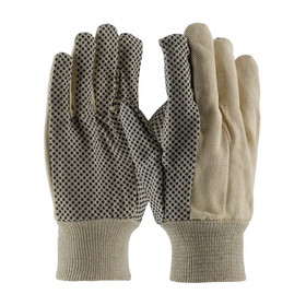 PIP 91-910PD PIP Premium Grade Cotton Canvas Glove with PVC Dotted Grip on Palm, Thumb and Index Finger - 10 oz.
