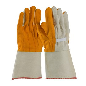 PIP 93-578G PIP Premium Grade Chore Glove with Double Layer Palm, Canvas Back and Nap-Out Finish - Rubberized Gauntlet Cuff