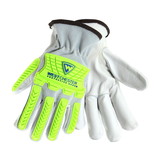 PIP 997KBC Top Grain Leather Drivers Glove with Split Cowhide Back, Keystone Thumb and Hi-Vis Impact TPR - Cotton Liner