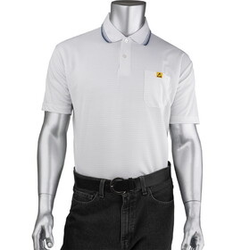 PIP BP801SC-WH Uniform Technology Short Sleeve ESD Polo Shirt