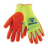 PIP HVY710HSNFB G-Tek Seamless Knit HPPE Blended Glove with Impact Protection and Orange Nitrile Foam Coated Palm & Fingers