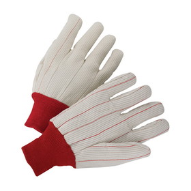 West Chester K81SCNCRI PIP Cotton Corded Double Palm Glove with Nap-In Finish - Red Knit Wrist
