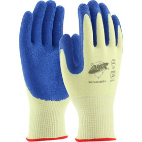 West Chester MATA10-BDB G-Tek PolyKor Seamless Knit PolyKor Blended Glove with Blue Latex Coated Crinkle Grip on Palm & Fingers