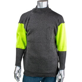 West Chester P190SP3CMHVBUV-PP1TL Kut Gard ATA PreventWear ATA Blended Cut Resistant Pullover with Hi-Vis Sleeves