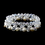 Elegance by Carbonneau B-8519-Ivory Clear Aurora Borealis & Pearl Bracelet 8519 Silver Ivory Aurora Borealis