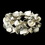 Elegance by Carbonneau B-8736-Ivory Ivory Blush & Rhinestone Flower Bridal Stretch Bracelet 8736