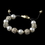 Elegance by Carbonneau B-8879-G-White Gold White Pearl Rhinestone Pave Disco Ball Shamballa Bracelet 8879