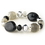 Elegance by Carbonneau B-9508-S-Black Silver Black Faceted Glass Stretch Bracelet 9508