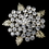 Elegance by Carbonneau Brooch-149-G-Clear * Gold Clear Rhinestone Flower Leaf Brooch 149 ***8 Left***