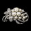 Elegance by Carbonneau Brooch-211-AS Antique Silver Clear Rhinestones with White or Ivory Pearl Accent Brooch 211