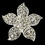 Elegance by Carbonneau Brooch-3174-S-Clear Silver Rhinestone Flower Bridal Brooch 3174