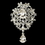Elegance by Carbonneau Brooch-3438-S-Clear Silver Swarovski Crystal Dangle Brooch 3438