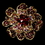 Elegance by Carbonneau Brooch-8779-G-Red Gold Two Tone Red AB Flower Brooch 8779