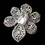 Elegance by Carbonneau Brooch-8798-AS-Clear Antique Silver Clear AB and Black Rhinestone Flower Brooch 8798