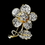 Elegance by Carbonneau Brooch-94-G-Clear Gold Clear Rhinestone Flower Brooch Pin 94