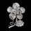 Elegance by Carbonneau Brooch-94-AS-Clear Antique Silver Clear Rhinestone Flower Brooch Pin 94