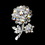Elegance by Carbonneau Brooch-96-AS-AB Antique Silver Clear Aurora Borealis Rhinestone Flower Brooch Pin 96