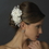 Elegance by Carbonneau Clip-3701 Crystal Rhinestone & Fresh Water Pearl Flower Organza Hair Clip 3701 Ivory
